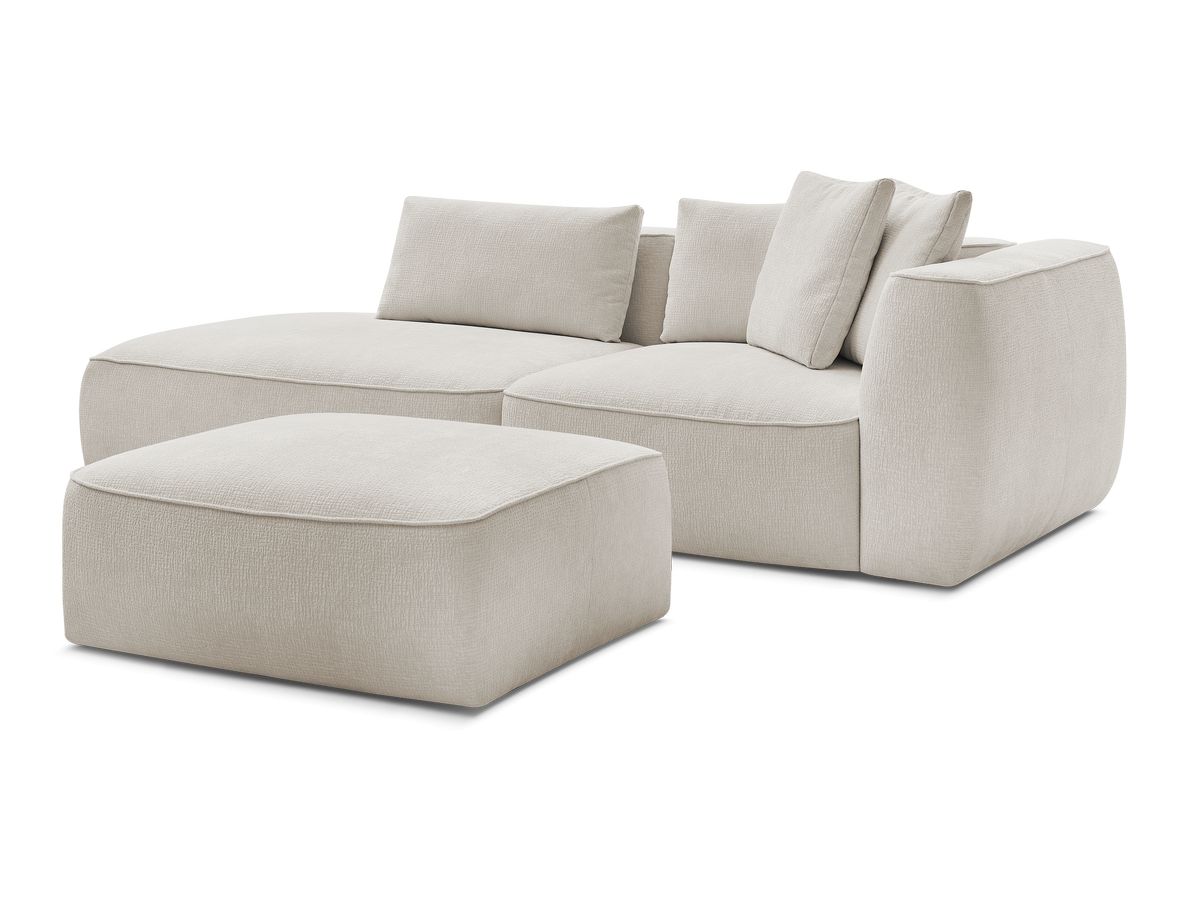 Bobochic Leopold Sofa 4-Sitzer mit Pouf Strukturstoff Beige Armlehne rechts