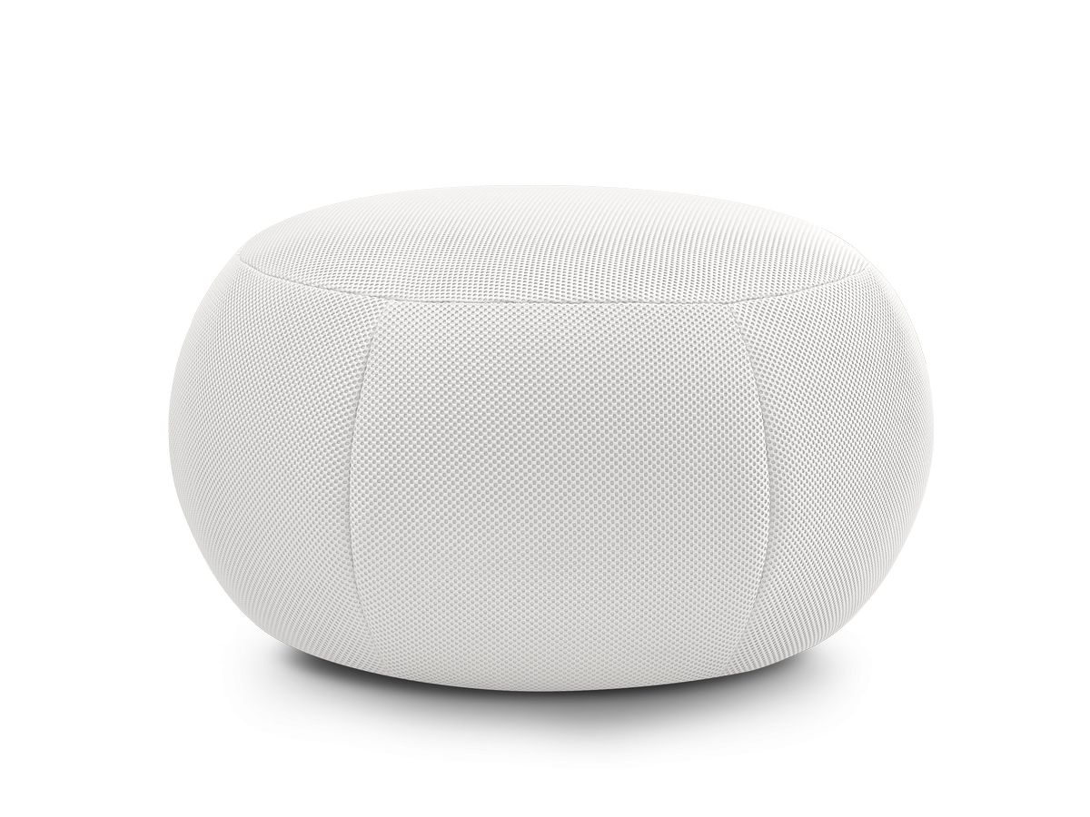 Bobochic Hayden Pouf, rund Mesh-Stoff Weiß, 76 cm