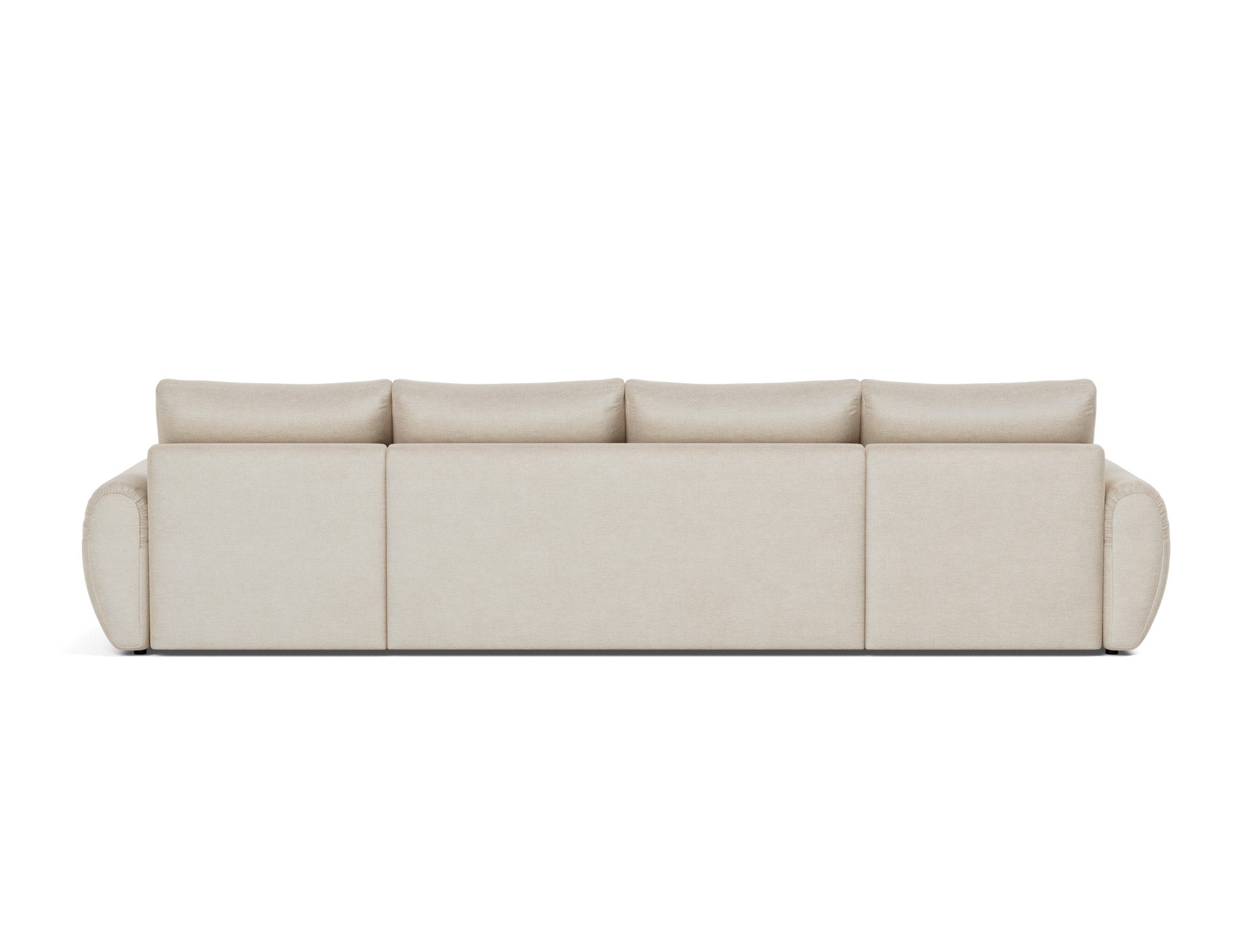 Schlafsofa Norum U-Form mit Curve-Armlehnen Flachgewebe Phobos 586-Latte