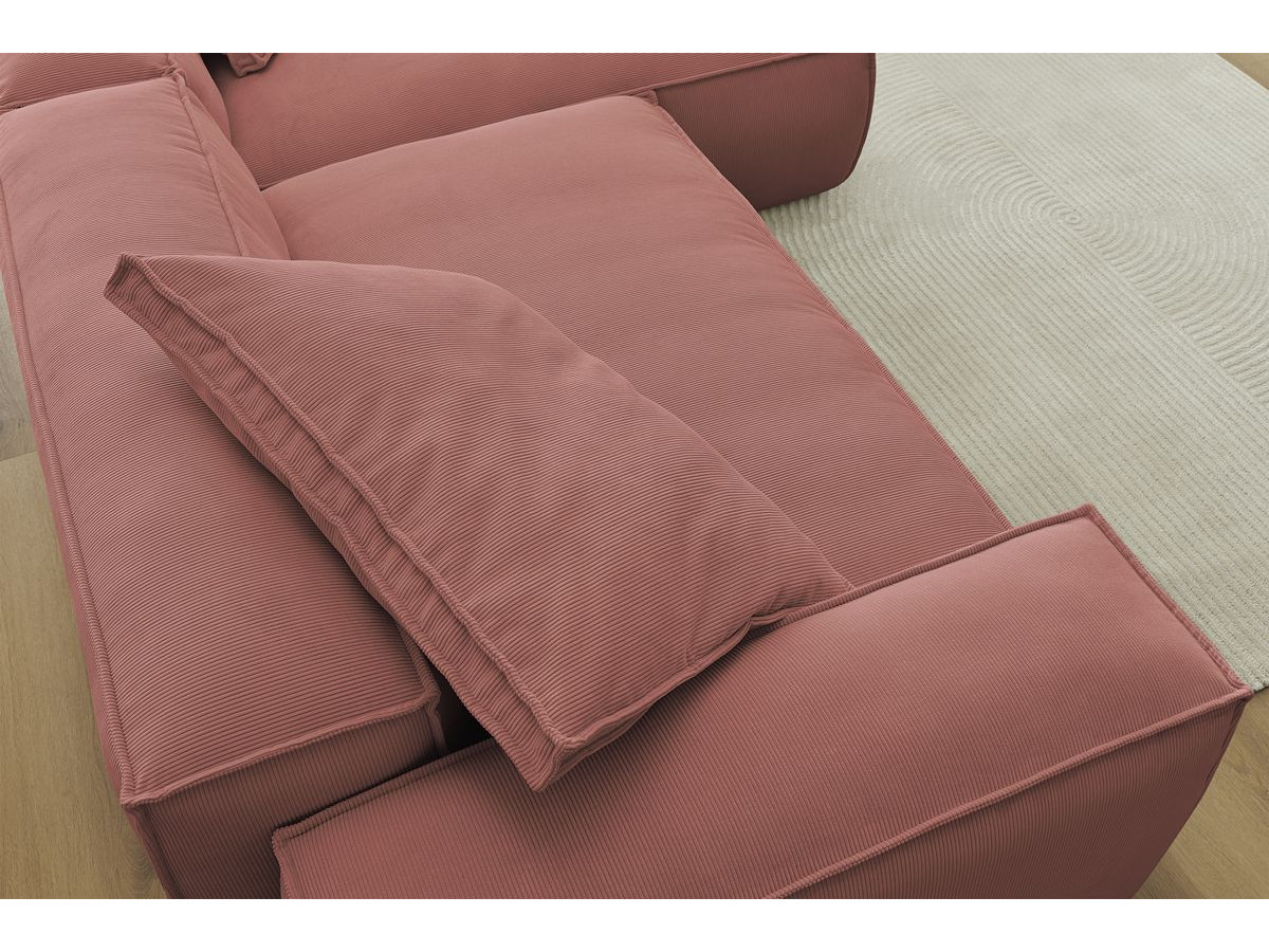 Bobochic Boheme Ecksofa, 3 Kissen Cordsamt Rosa