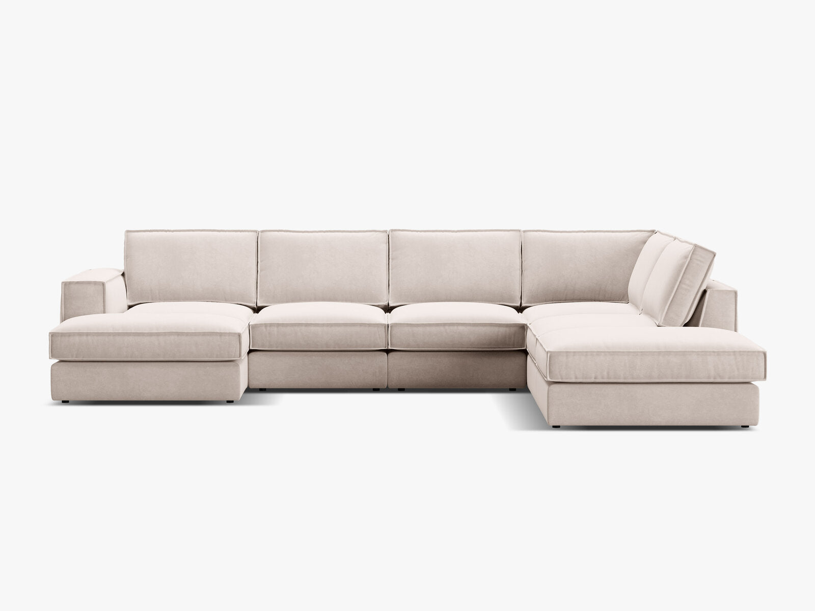 Micadoni modulares Panorama Ecksofa Pola 5-Sitzer Rechts Samt Salvador Beige