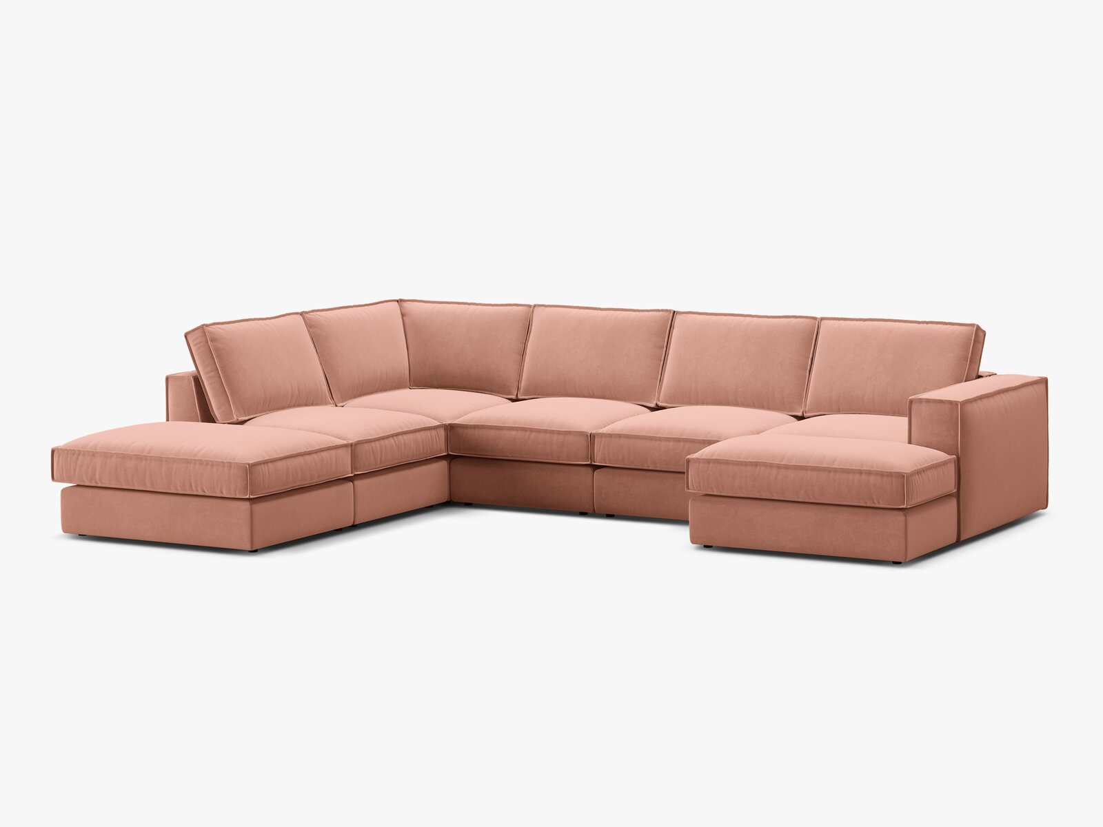 Micadoni modulares Panorama Ecksofa Pola 5-Sitzer Links Samt Salvador Rosa