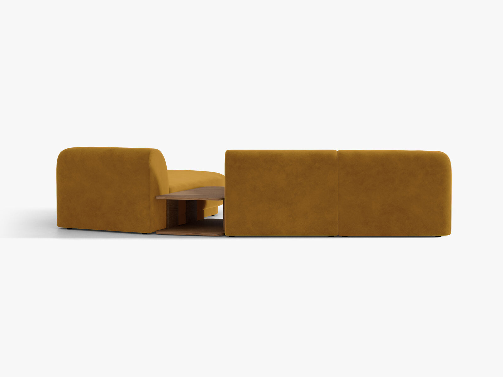 Micadoni Modulares Sofa Miley mit Recamiere 3-Sitzer Rechts Samt Bluvel Gelb