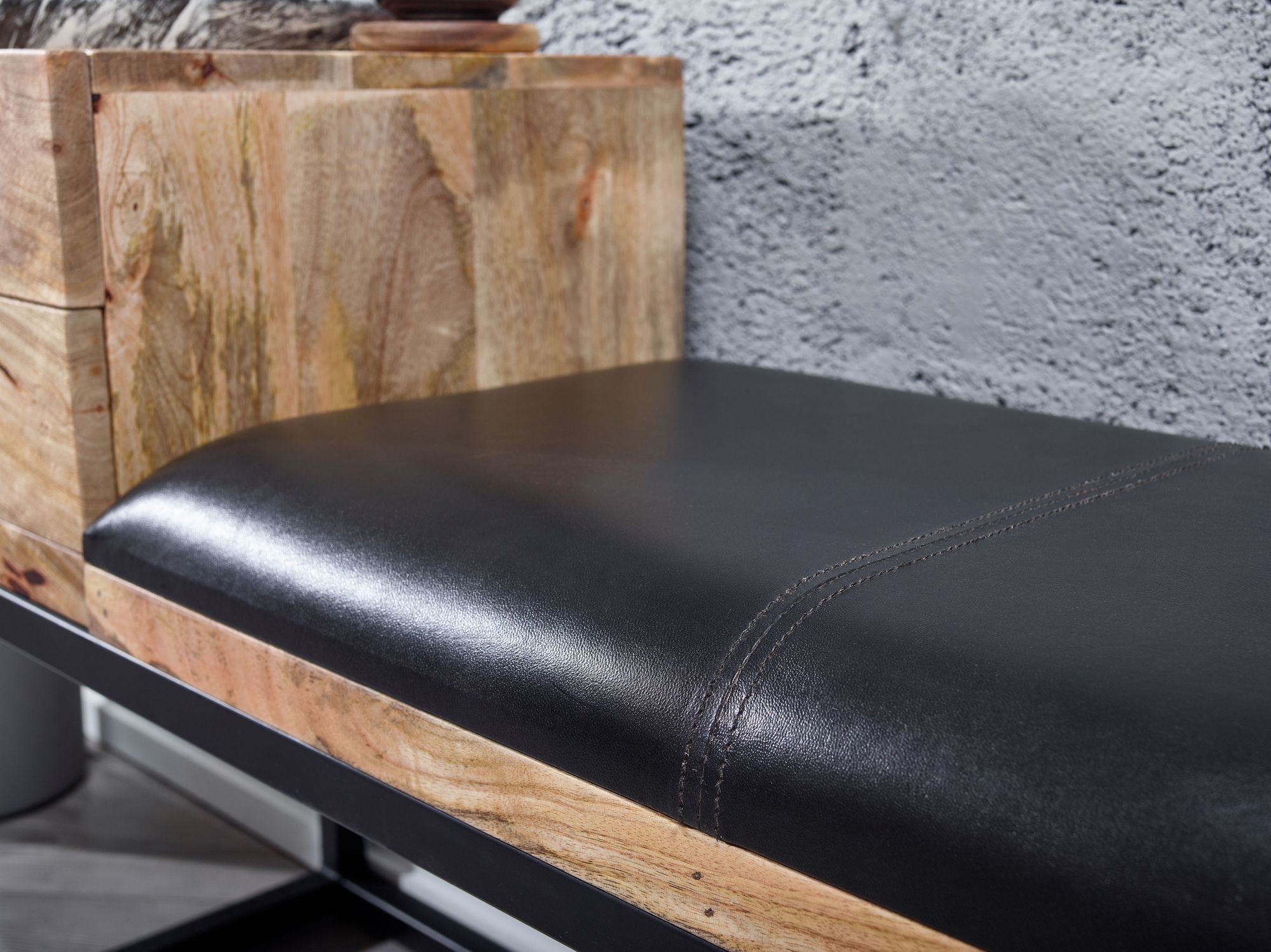 Sitzbank Hofsos Mango Massivholz Schwarz 100 × 35 × 60 cm