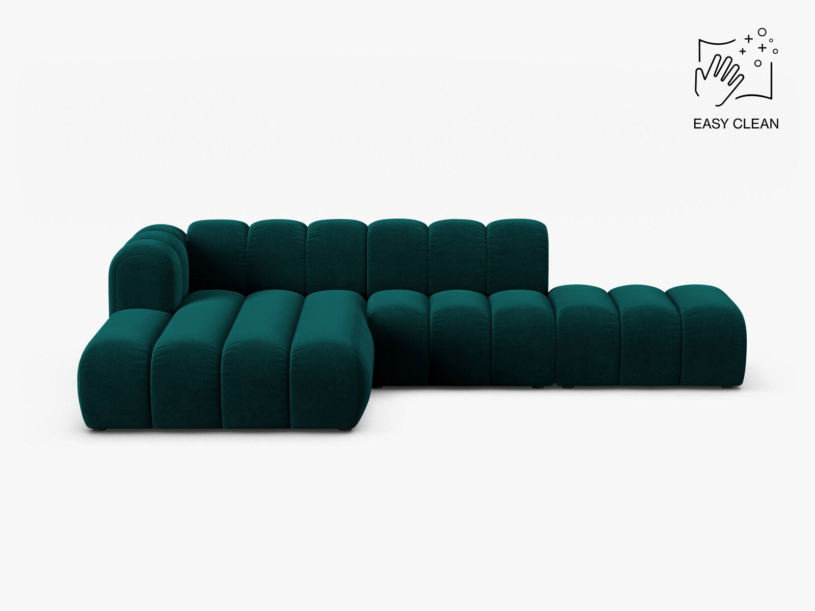 Micadoni Modulares Ecksofa offen Lupine 5-Sitzer Links Samt Venus Dunkel Petrol