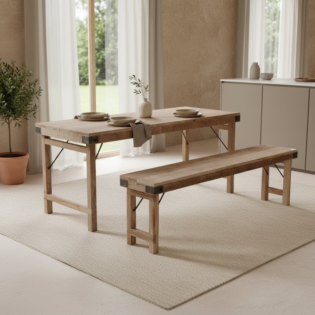 Raw Materials Limewash Klappbare Esszimmerbank 160cm