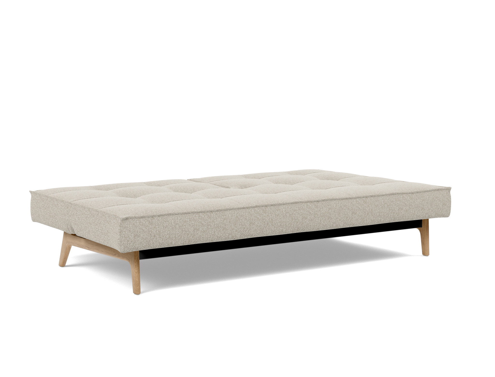 Schlafsofa Splitback Boucle Skandi 539-Beige Beine Eiche