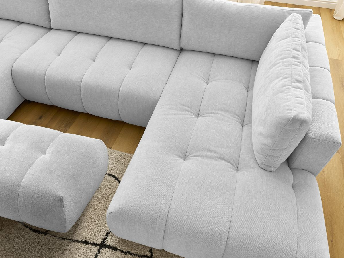 Bobochic Fuji Wohnlandschaft mit Pouf Stoff Hellgrau Ecke links