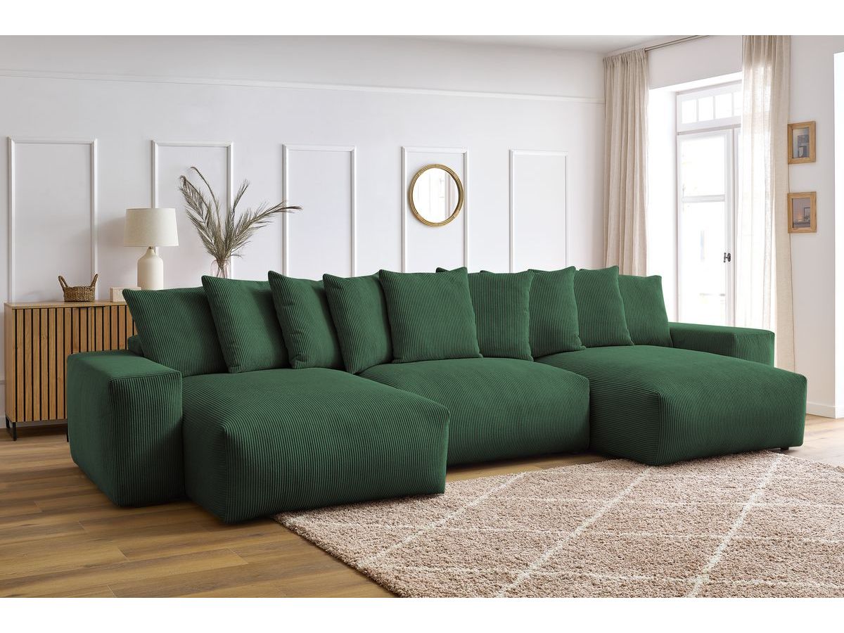 Bobochic Voltaire Wohnlandschaft 420 × 165 cm Cordsamt Grün