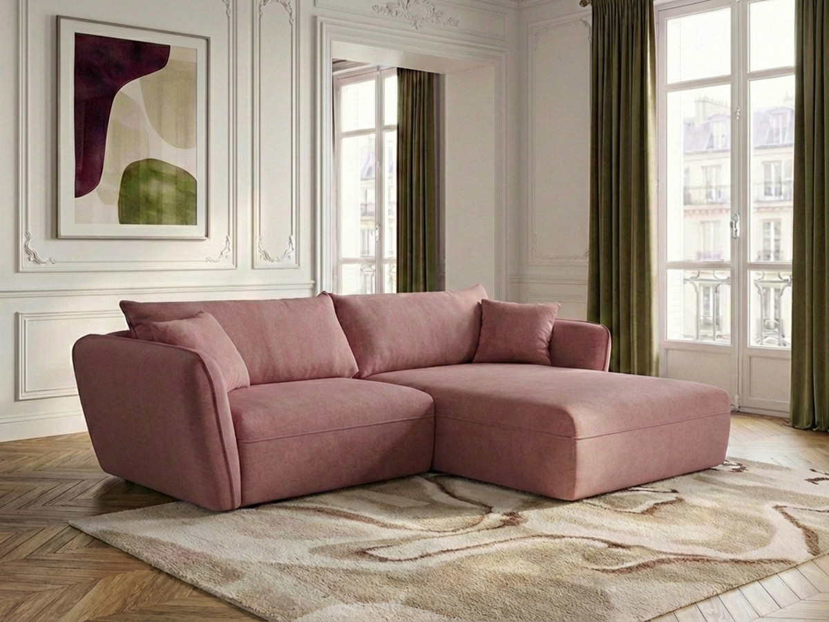 Bobochic Luigi Ecksofa Strukturstoff Rosa Ecke rechts