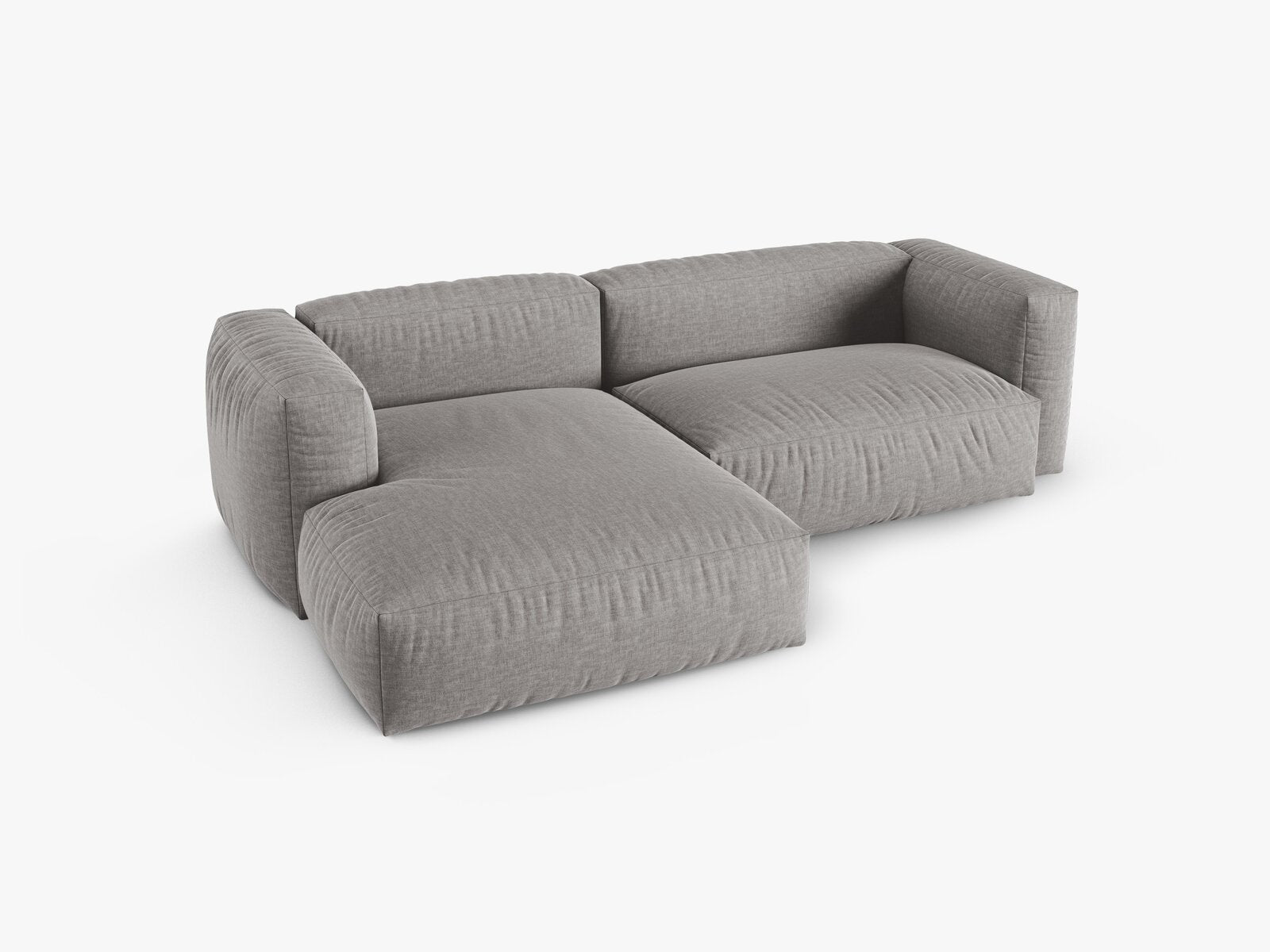 Micadoni Ecksofa Martina 2-Sitzer 90cm Sitztiefe Links Strukturierter Stoff Boston Hellgrau