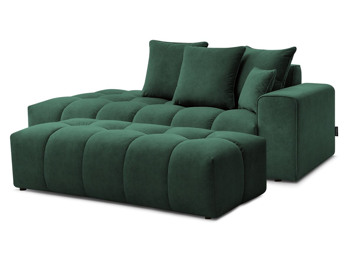 Bobochic Mont-blanc Sofa 5-Sitzer mit Pouf Samt Grün Armlehne rechts