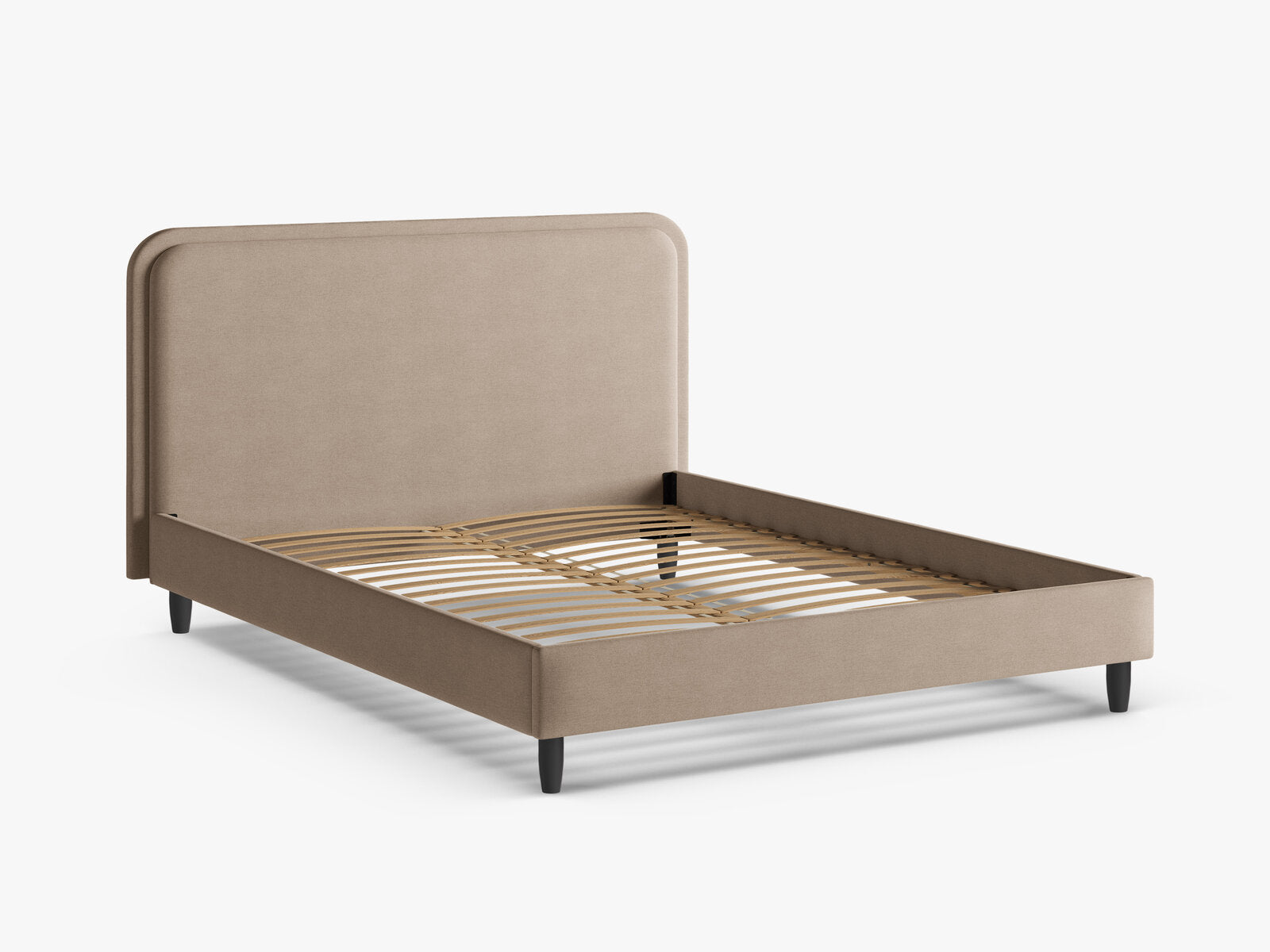 Micadoni Stauraumbett mit Kopfteil Aveline Strukturierter Stoff Wind Sand 160x200