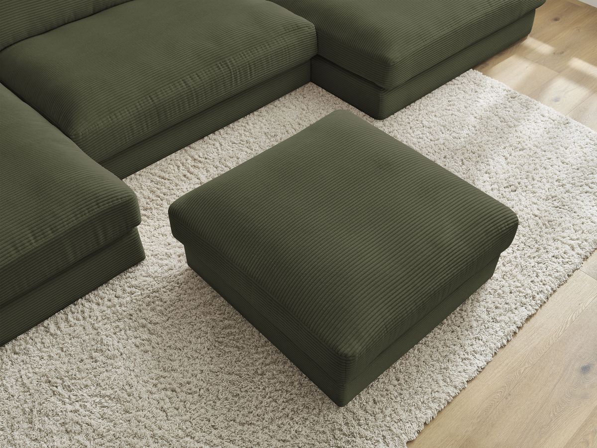Bobochic Leonard Wohnlandschaft mit Pouf 349 × 159 cm Cordsamt Hellgrün