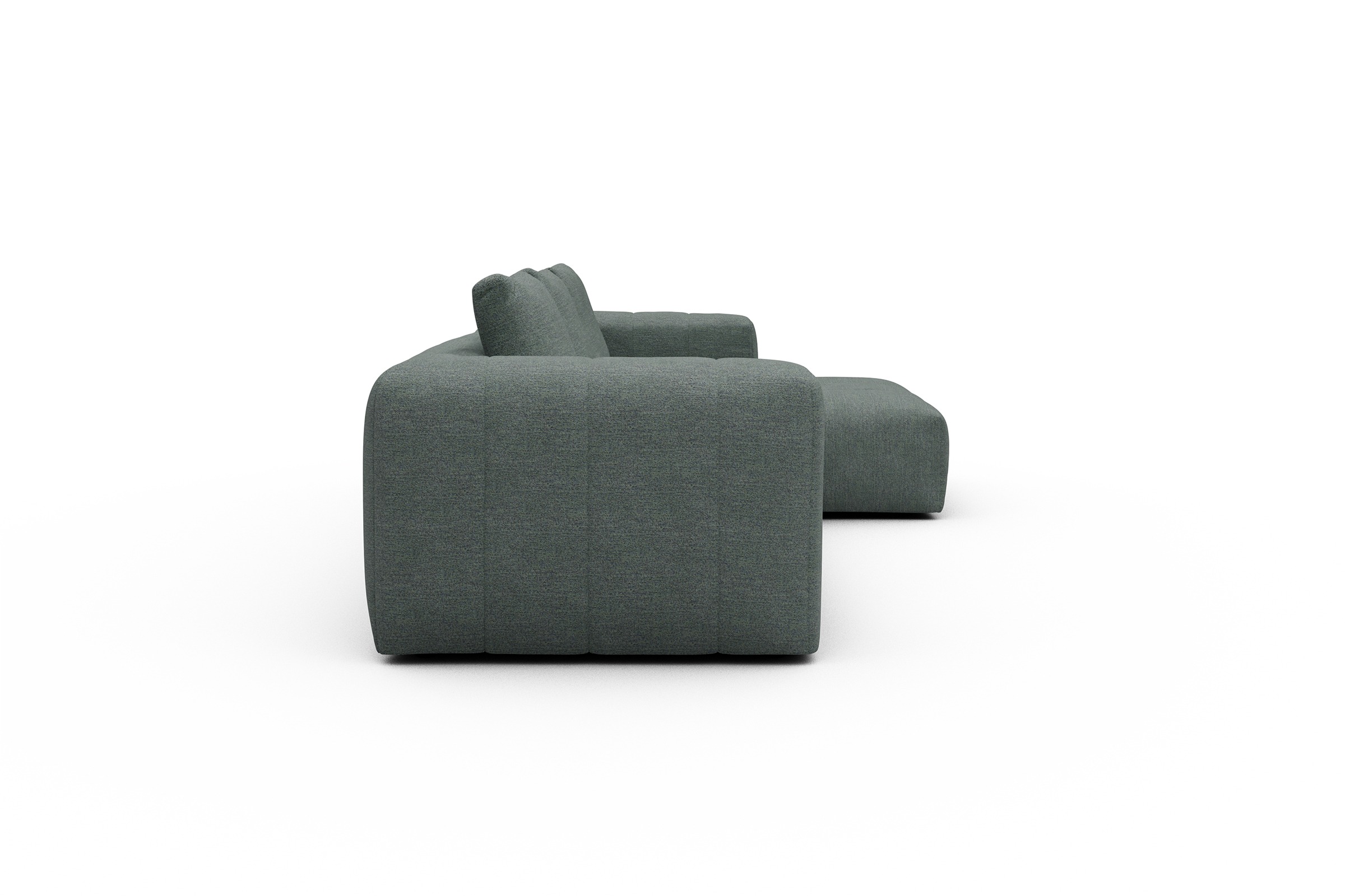Ecksofa Hugo 2,5-Sitzer Armlehne links mit Chaiselongue Carreno-Ice-Blue