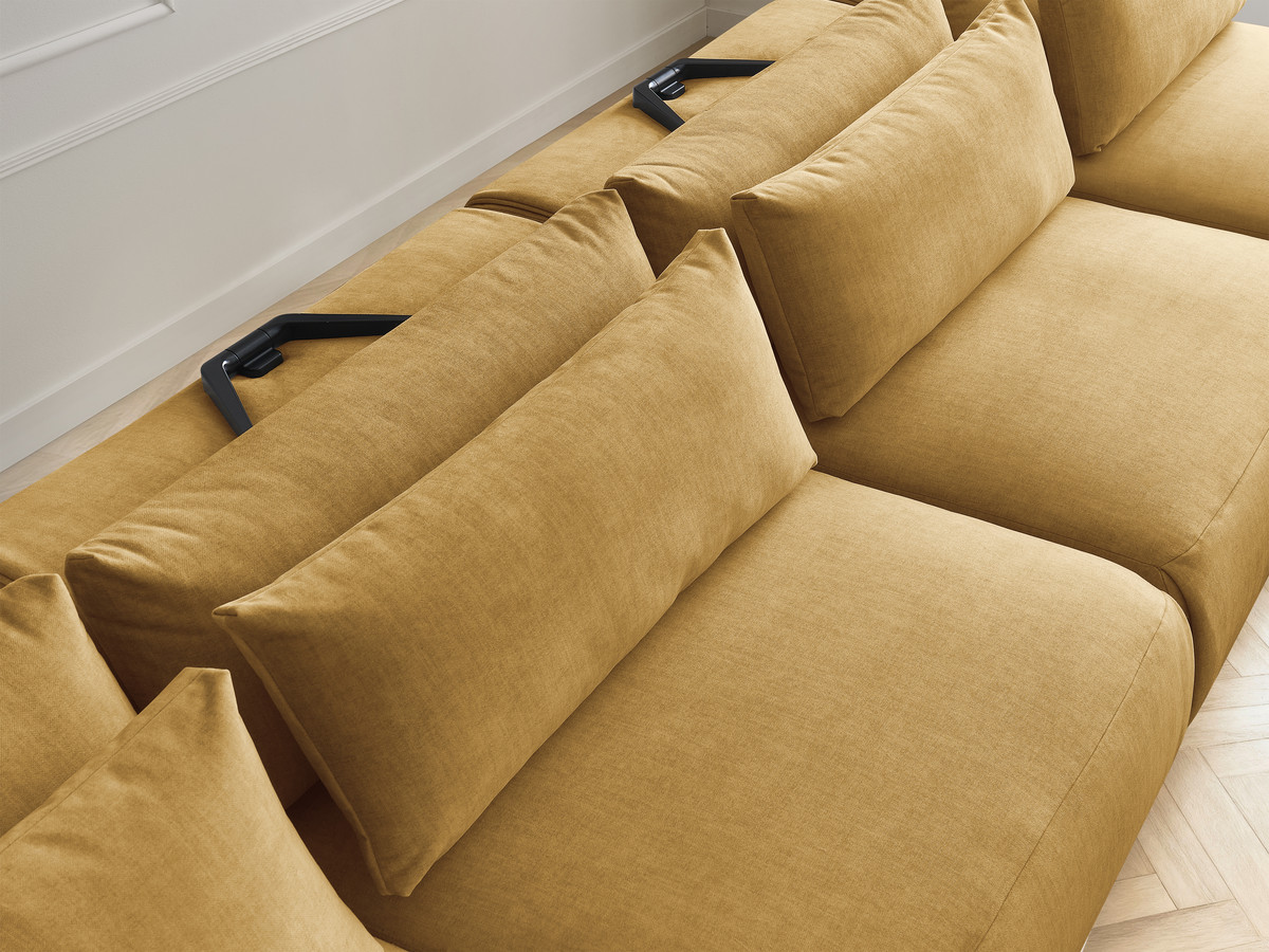 Bobochic Jana Wohnlandschaft mit großem Pouf Samt Gelb