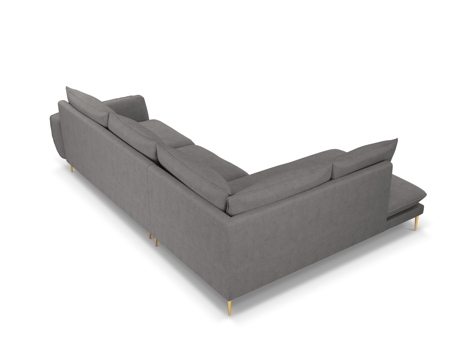 Cosmopolitan Design Ecksofa Vienna 6-Sitzer Strukturierter Stoff Positano Dunkelgrau Melange Links Beine Gold