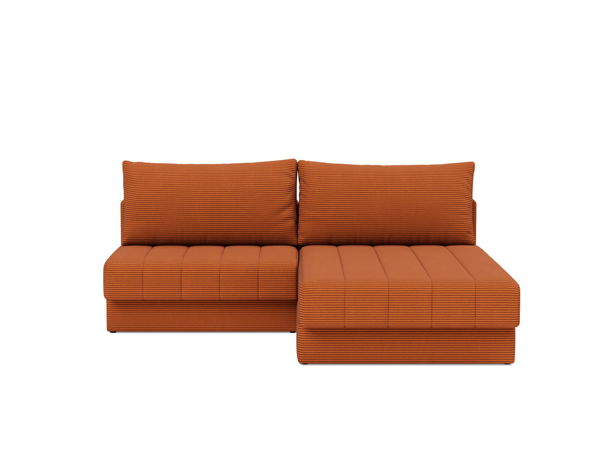 Schlafsofa Akello mit Chaiselongue Kord Corduroy 595-Burnt-Orange