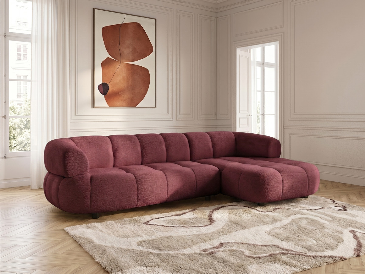Bobochic Lovely Ecksofa mit Schlaffunktion Stoff Rot Ecke rechts