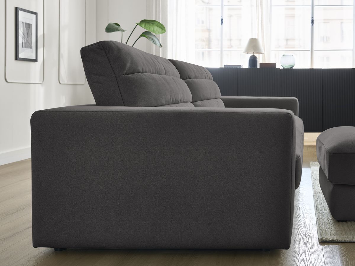 Bobochic Sierra Sofa 4-Sitzer mit Pouf Samt Schwarz