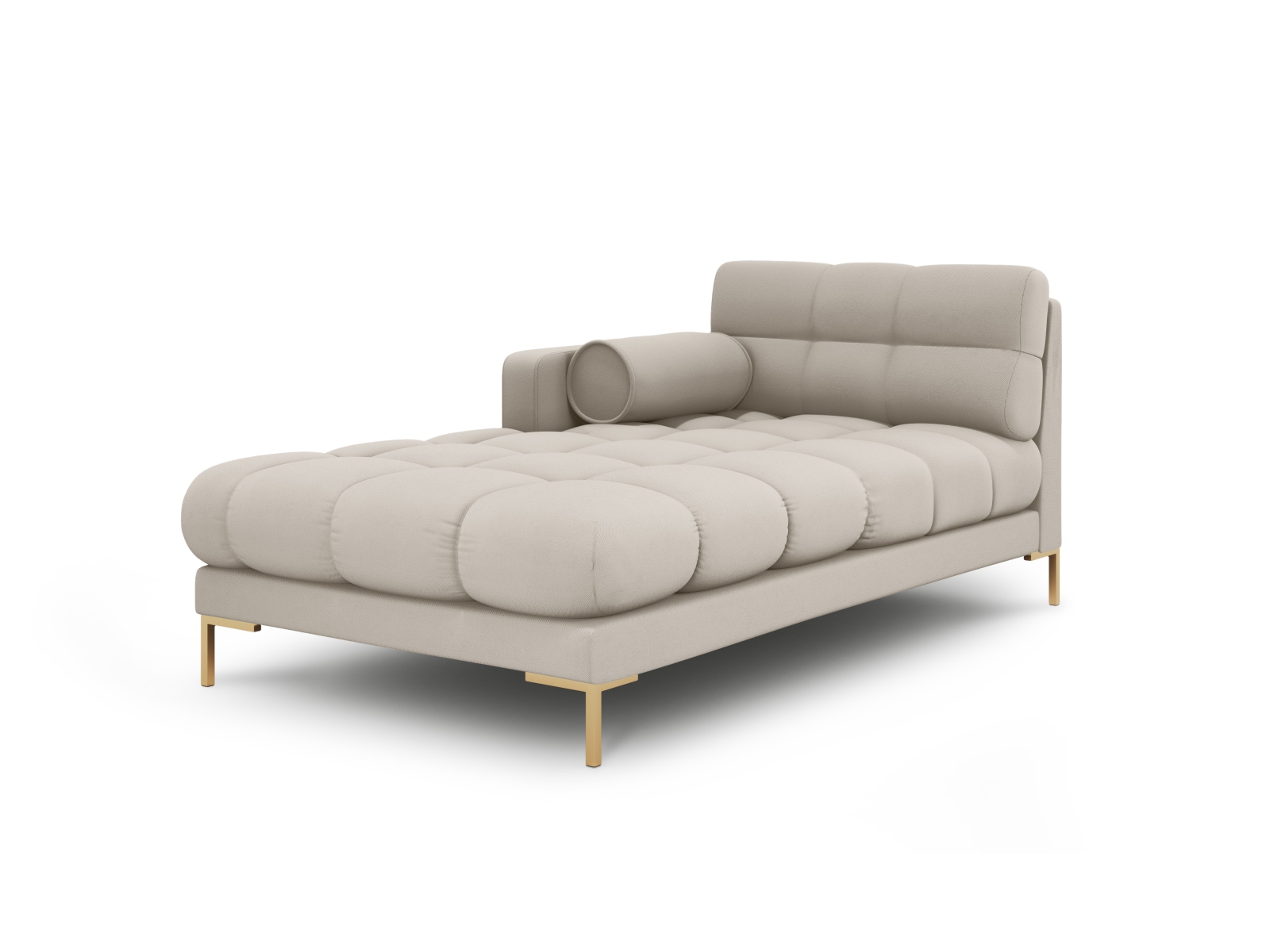 Cosmopolitan Design Chaiselongue Bali Strukturierter Stoff Neve Beige Links Beine Gold