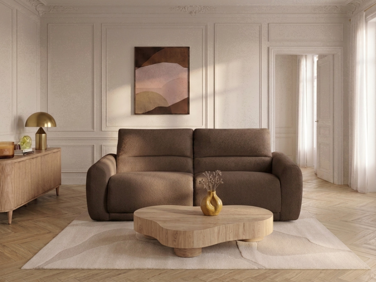 Bobochic Minorque Schlafsofa 2,5-Sitzer Chenille Braun, Liegefläche 140 × 200 cm