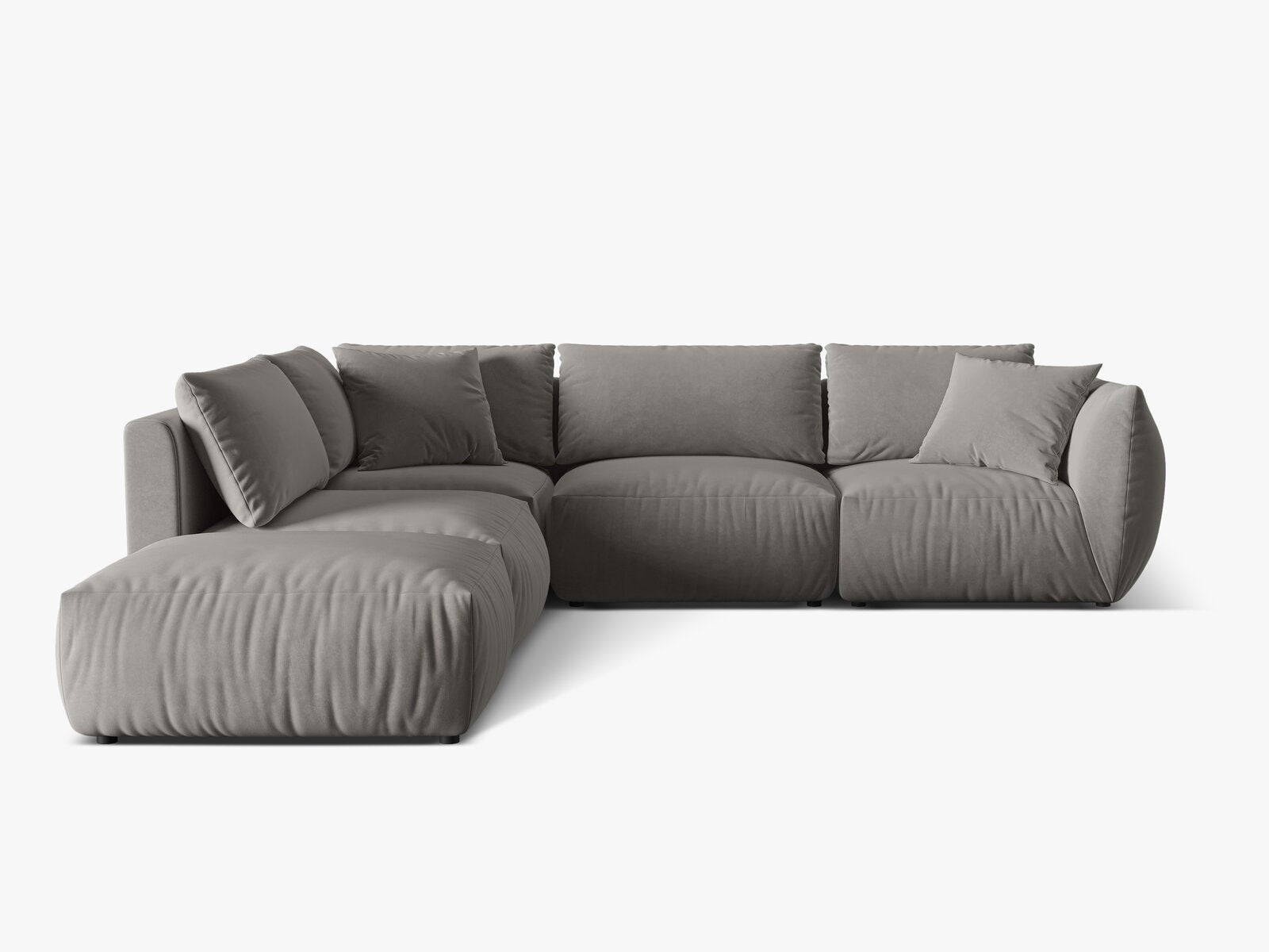 Micadoni Modulares Ecksofa Chris 4-Sitzer Links Samt Grau