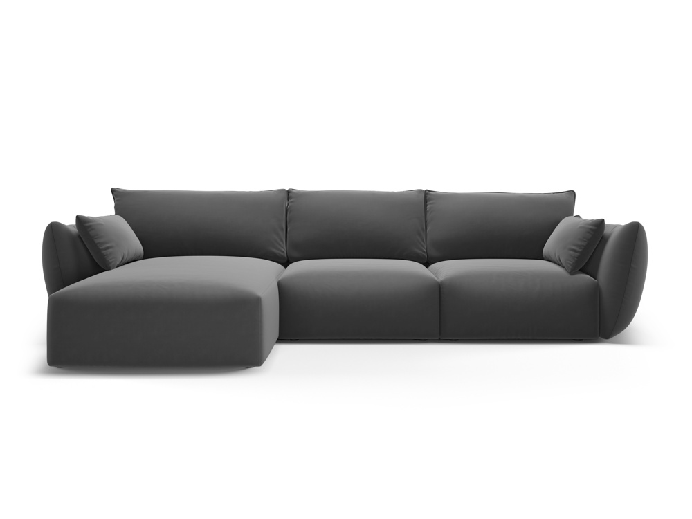 Cosmopolitan Design Ecksofa Matera 5-Sitzer Samt Salvador Dunkelgrau Links
