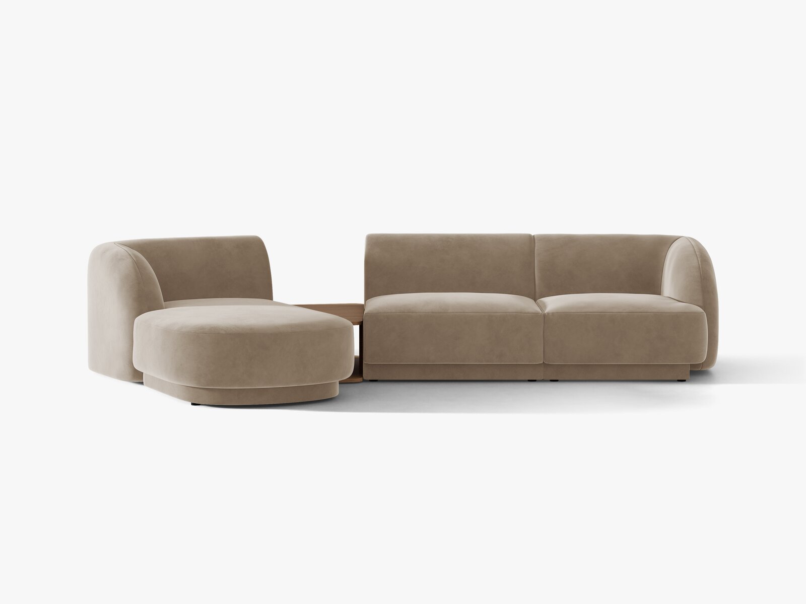 Micadoni Modulares Sofa Miley mit Recamiere 3-Sitzer Links Samt Bluvel Cappuccino