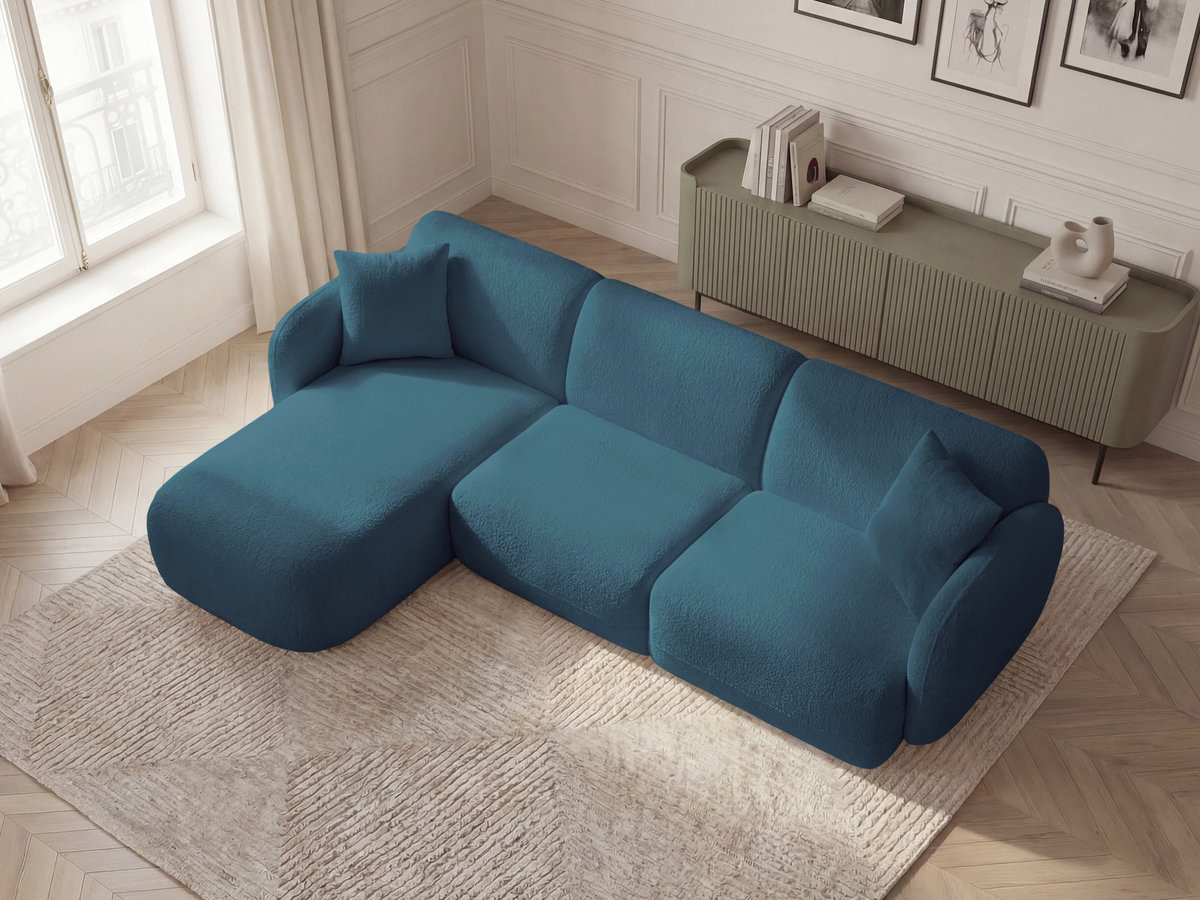 Bobochic Anda Ecksofa 292 × 163 cm Chenille Hellblau Ecke links