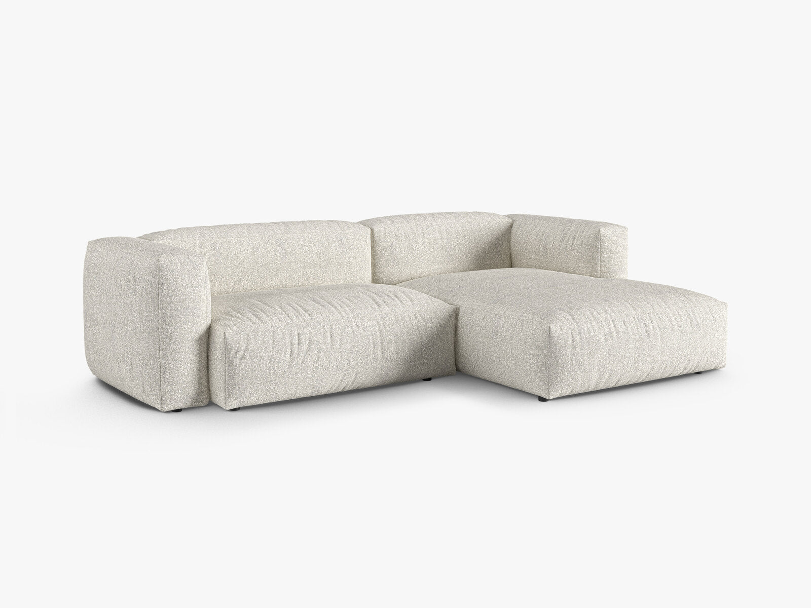 Micadoni Ecksofa Martina 2-Sitzer 90cm Sitztiefe Rechts Boucle Monet Grau Beige Melange