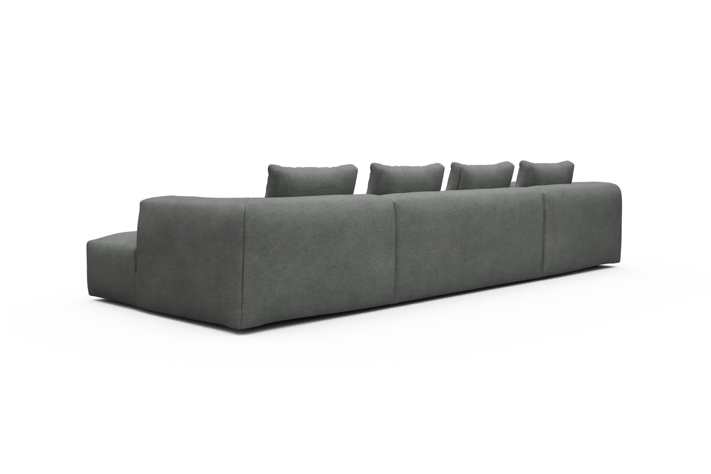 Wohnlandschaft Fred mit 2-Sitzer und Chaiselongue beidseitig Boucle-Ash-Grey