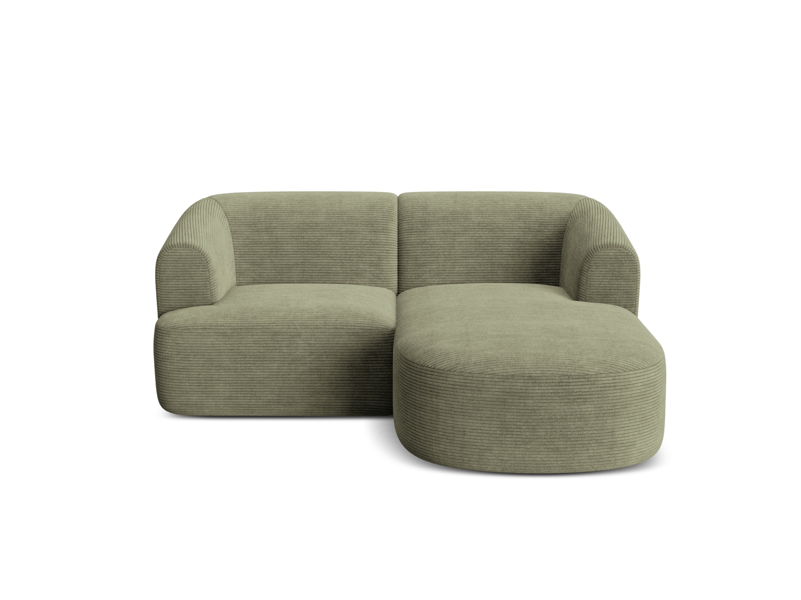 Cosmopolitan Design Ecksofa Campi 3-Sitzer Kord Lincoln D Moosgrün Melange Rechts