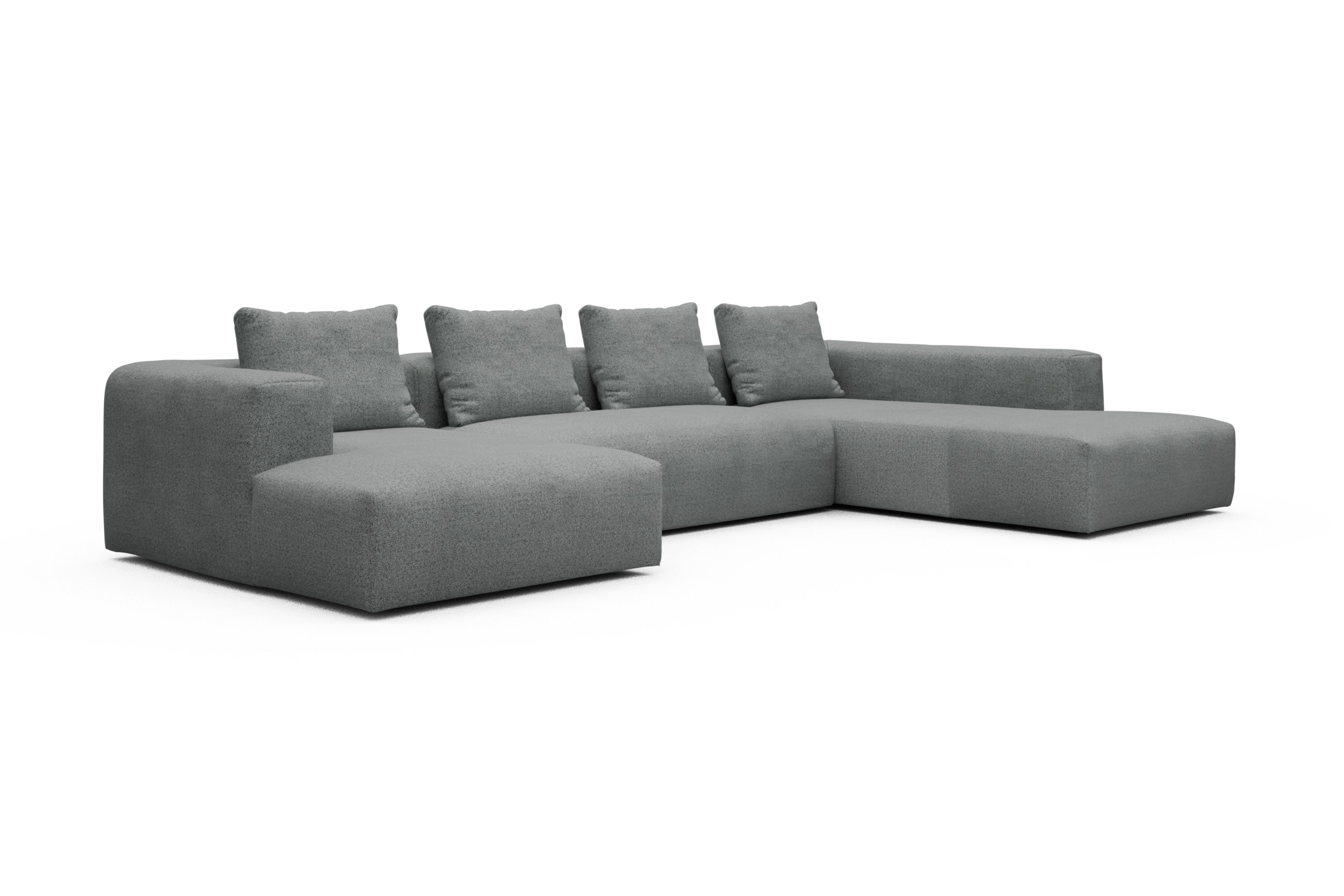 Wohnlandschaft Fred Relax-Ecke rechts mit 2-Sitzer und Chaiselongue links Aivi-Gravet-Grey
