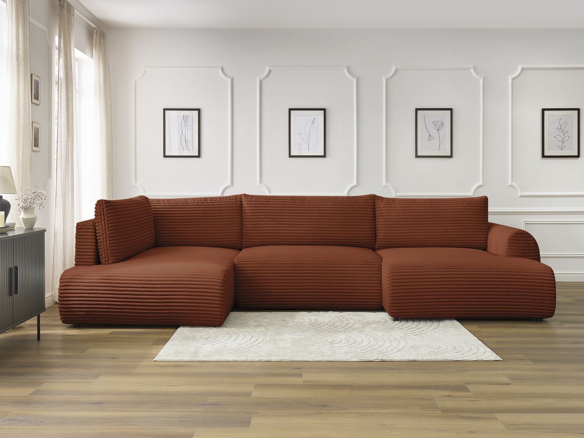 Bobochic Lucien Wohnlandschaft Breitcord weich Orange Ecke rechts
