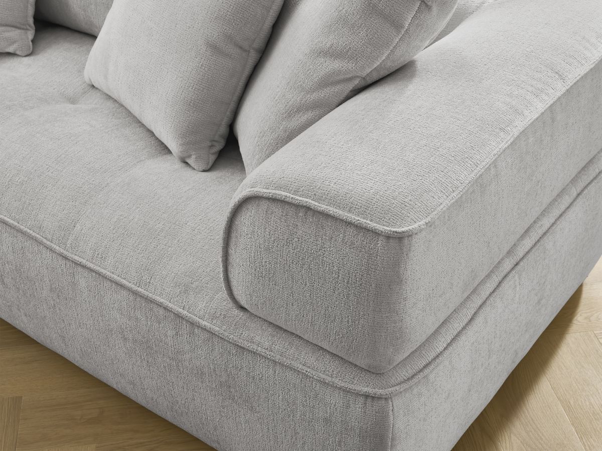 Bobochic Whesley Sofa 3-Sitzer Stoff Hellgrau