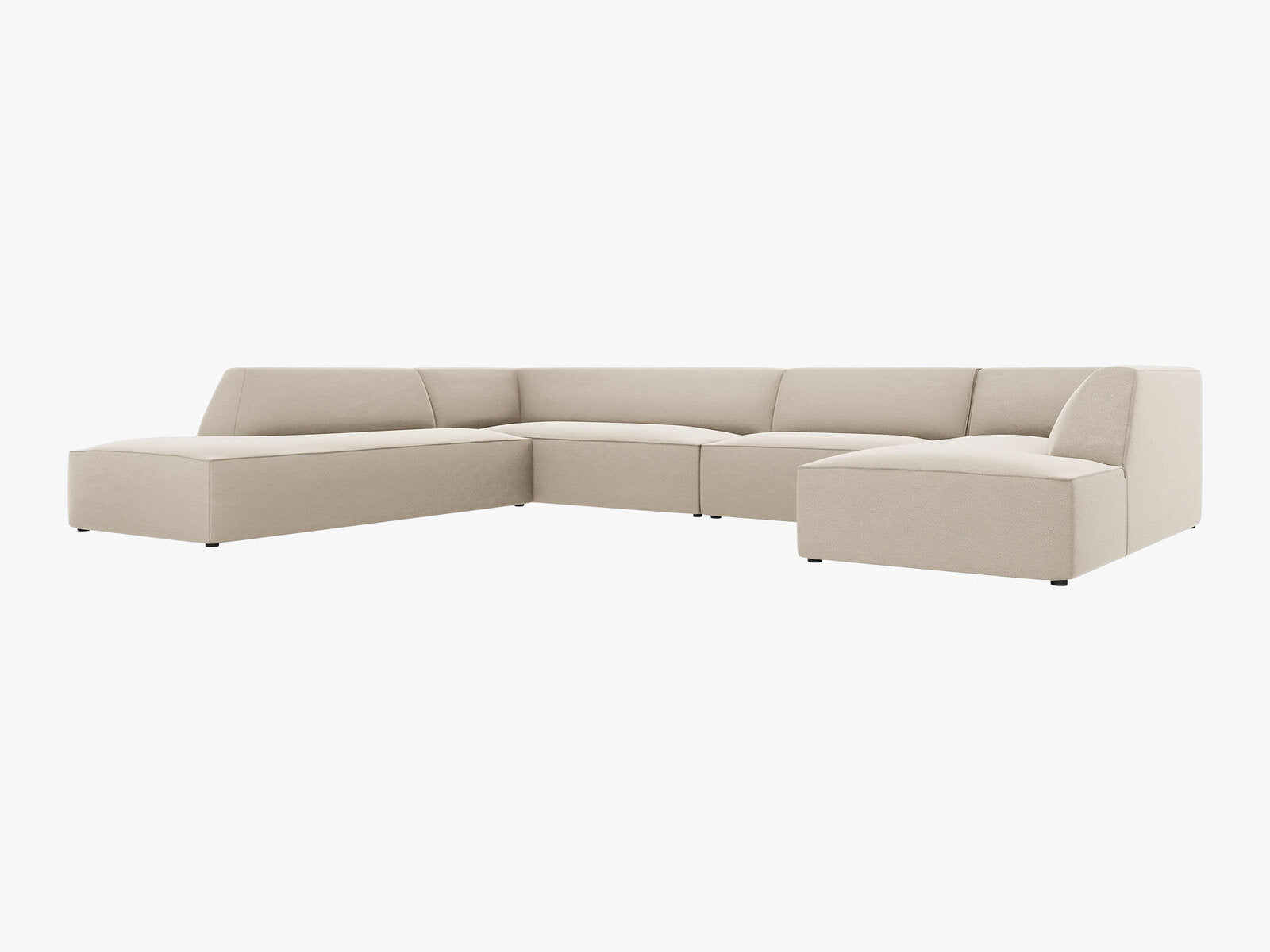Micadoni Panorama-Ecksofa Ruby 7-Sitzer Links Samt Salvador Beige