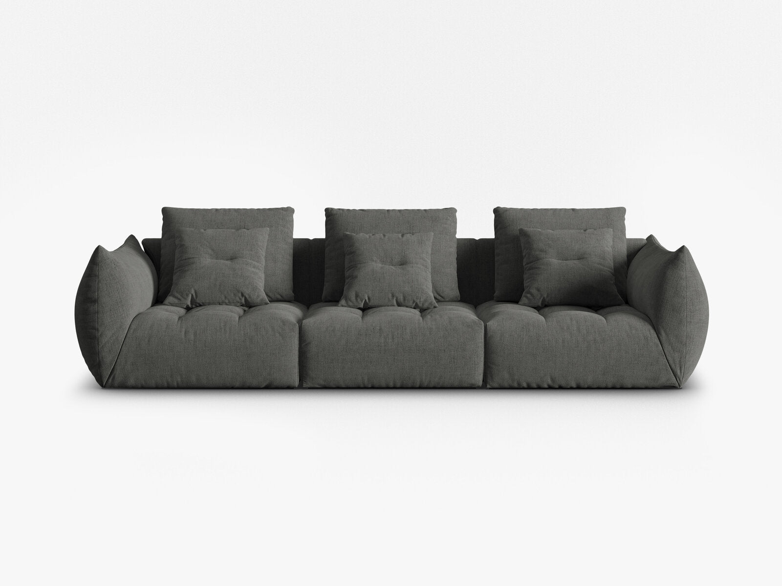 Micadoni Sofa Bloom 4-Sitzer Strukturierter Stoff Wind Dunkelgrau