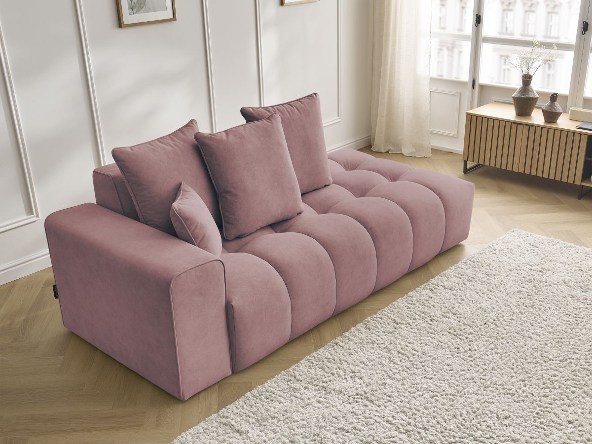 Bobochic Mont-blanc Sofa 4-Sitzer Samt Rosa Armlehne links