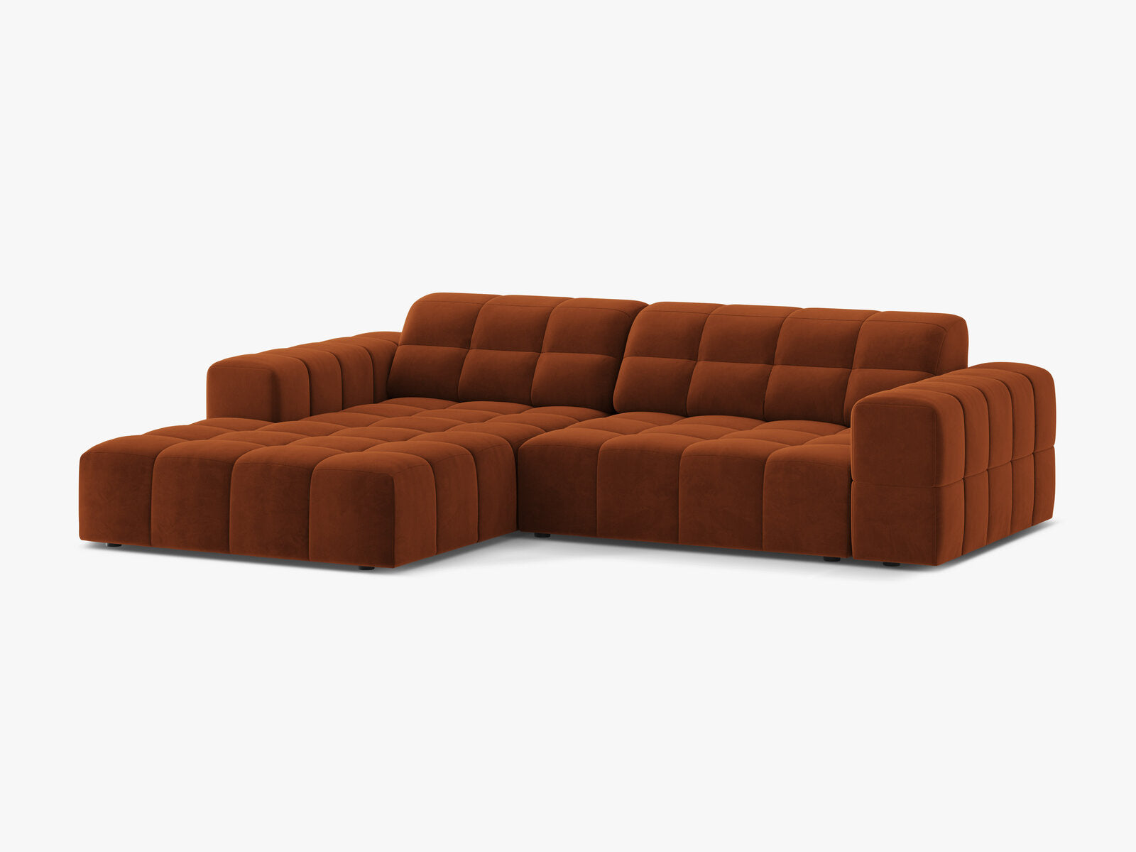 Micadoni Jennifer Ecksofa 4-Sitzer Links Samt Bluvel Terrakotta