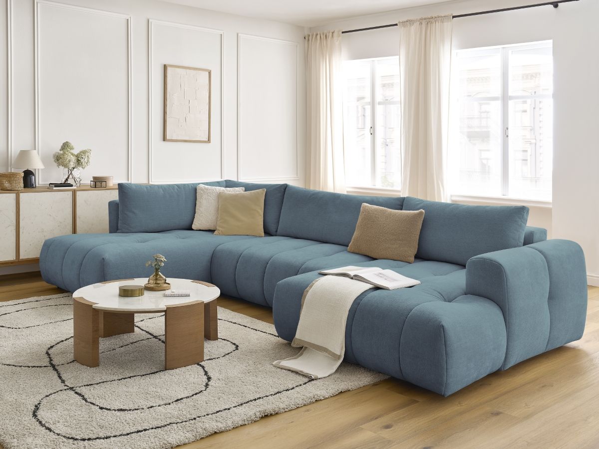 Bobochic Fuji Wohnlandschaft Stoff Hellblau Ecke rechts