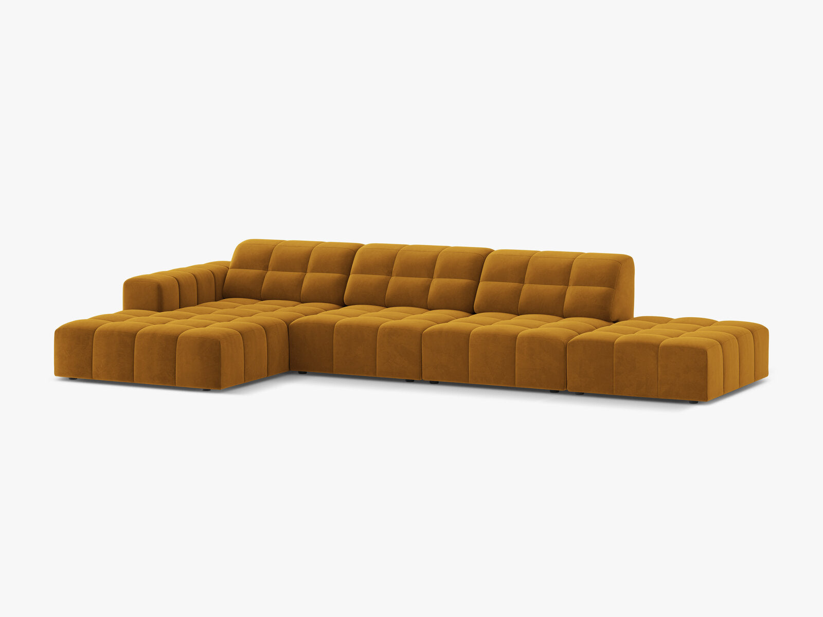 Micadoni Ecksofa Jennifer 5-Sitzer Links Samt Bluvel Gelb