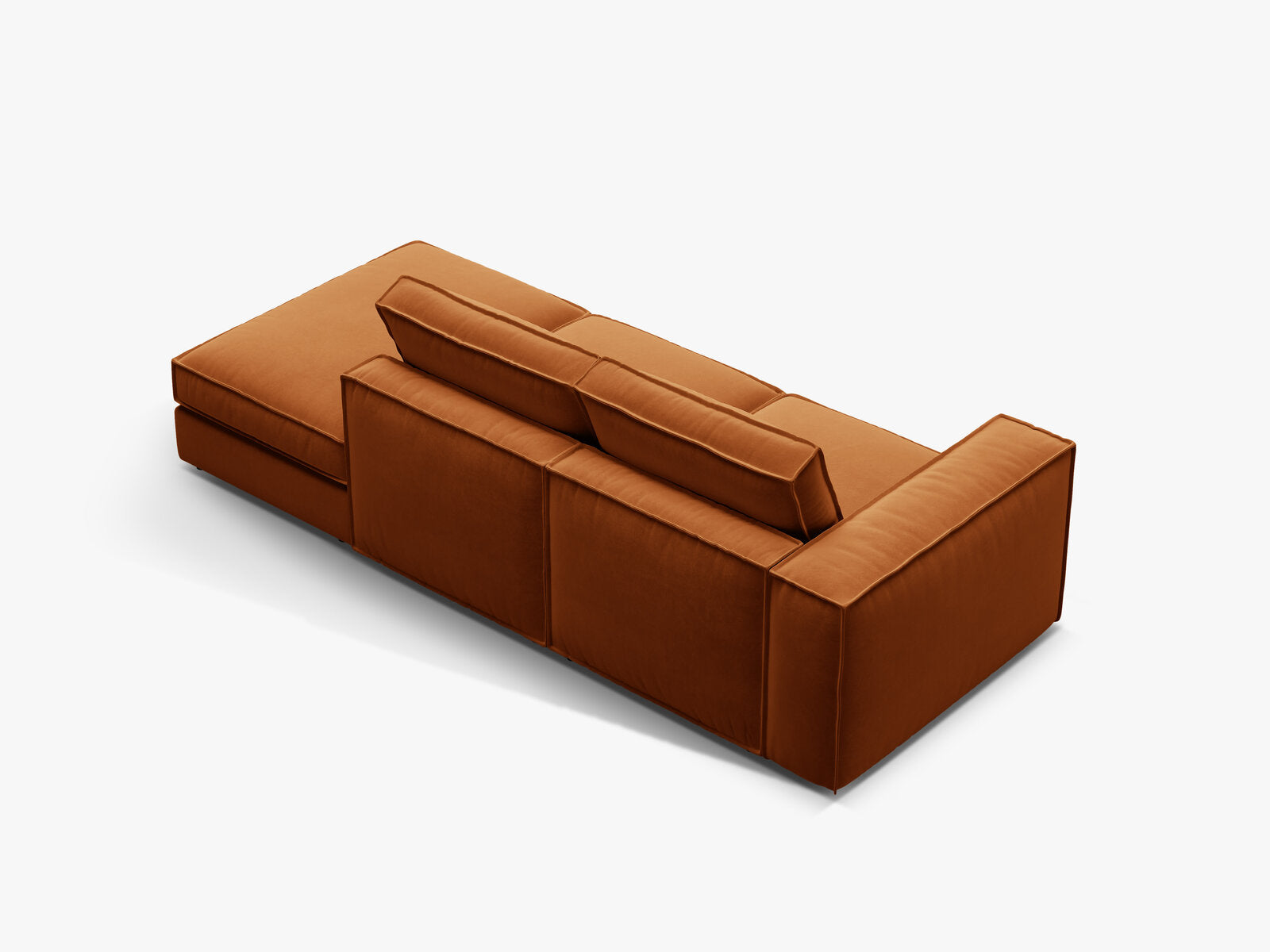 Micadoni modulares offenes Sofa Pola 3-Sitzer Rechts Samt Salvador Terrakotta