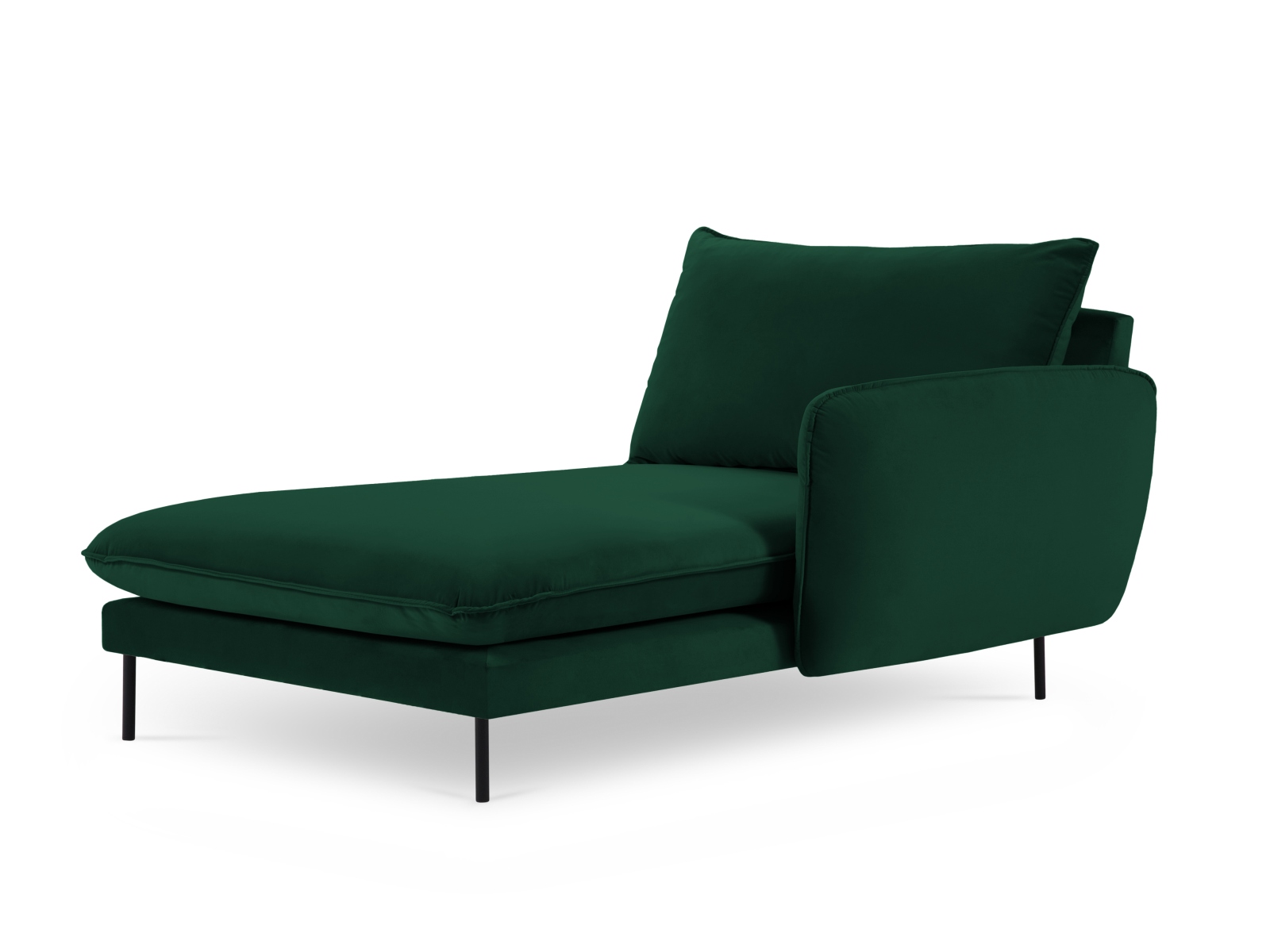 Cosmopolitan Design Chaiselongue Vienna Samt Bluvel Flaschengrün Rechts Beine Schwarzes Metall
