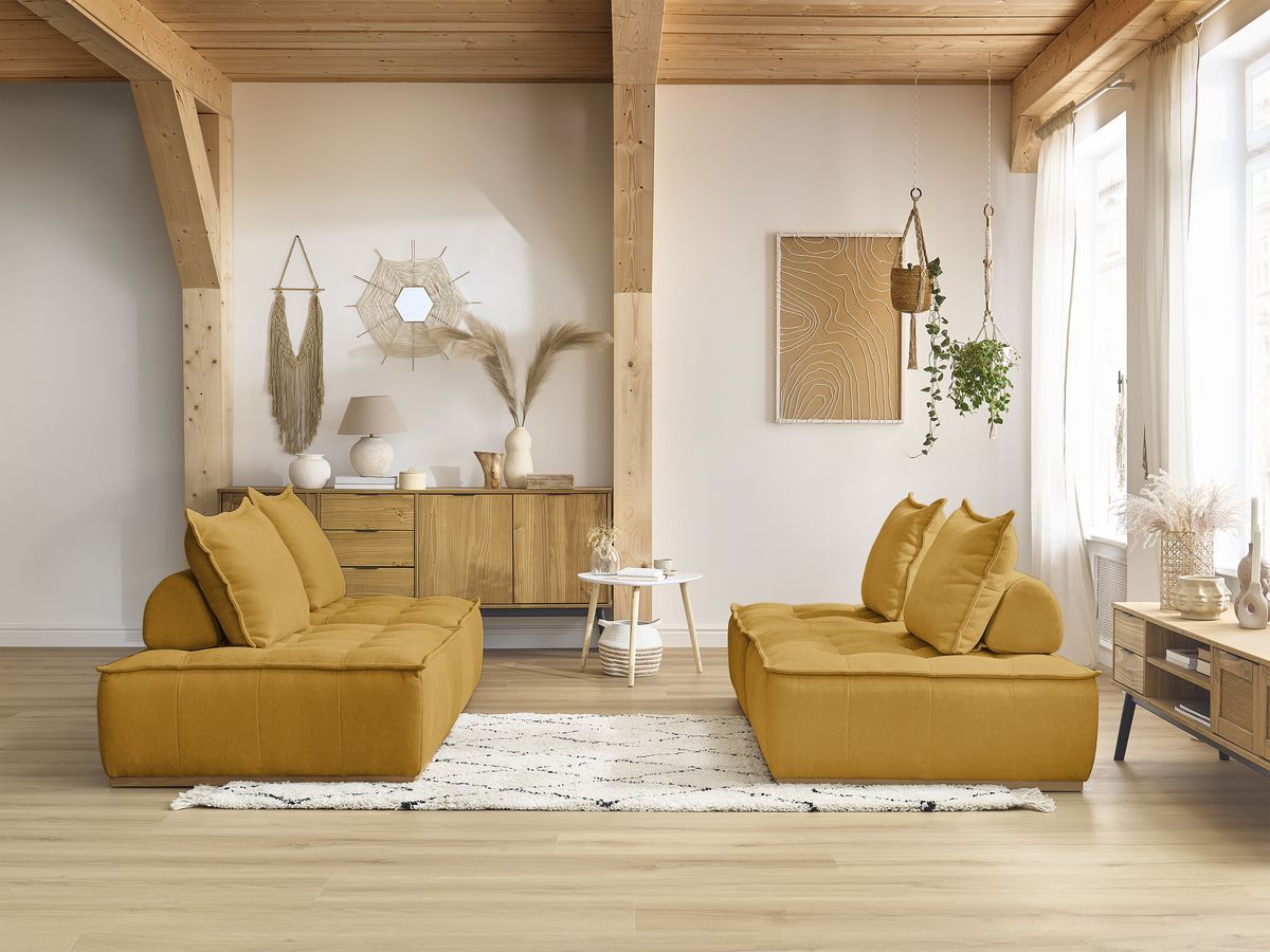 Bobochic Elisa Sofa 4-Sitzer Strukturstoff Gelb