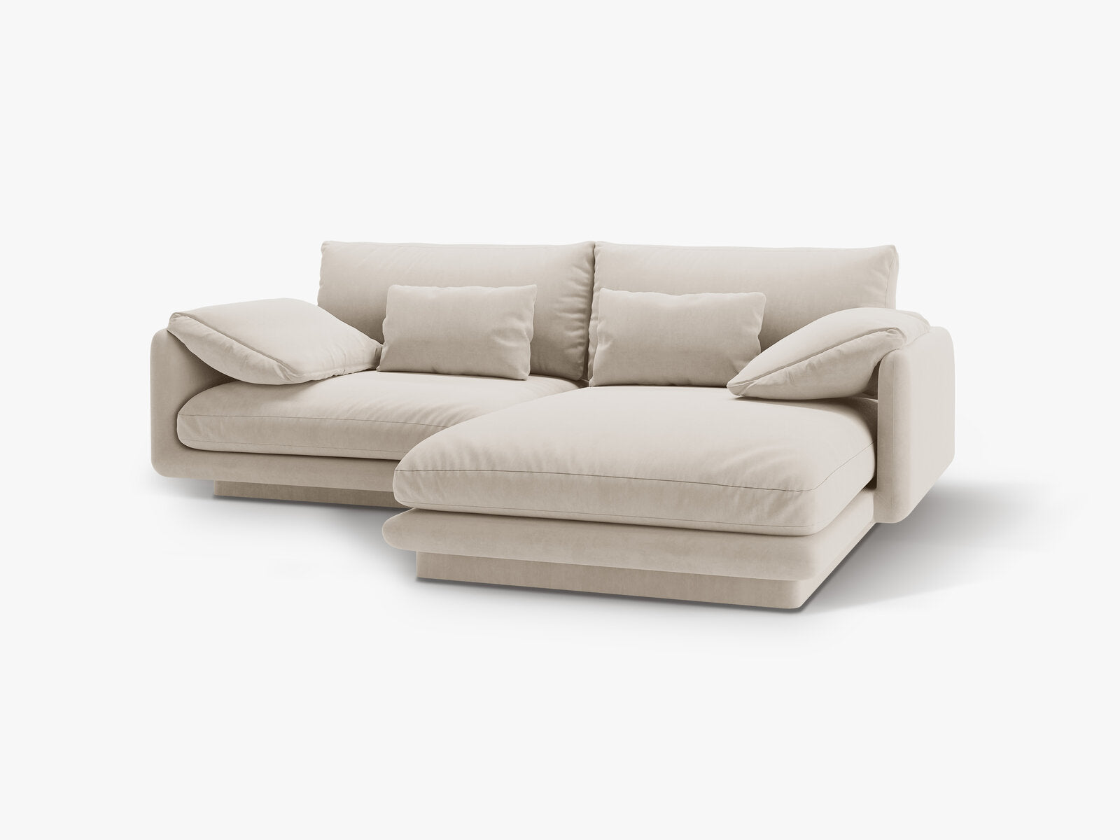 Micadoni Ecksofa Torino 3-Sitzer Rechts Samt Ecru