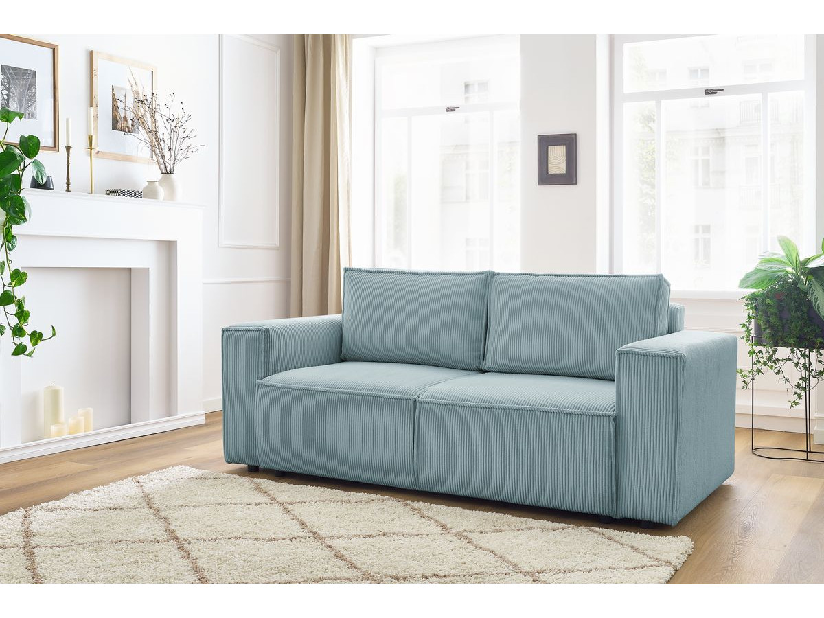 Bobochic Nihad Sofa 2-Sitzer Cordsamt Hellblau