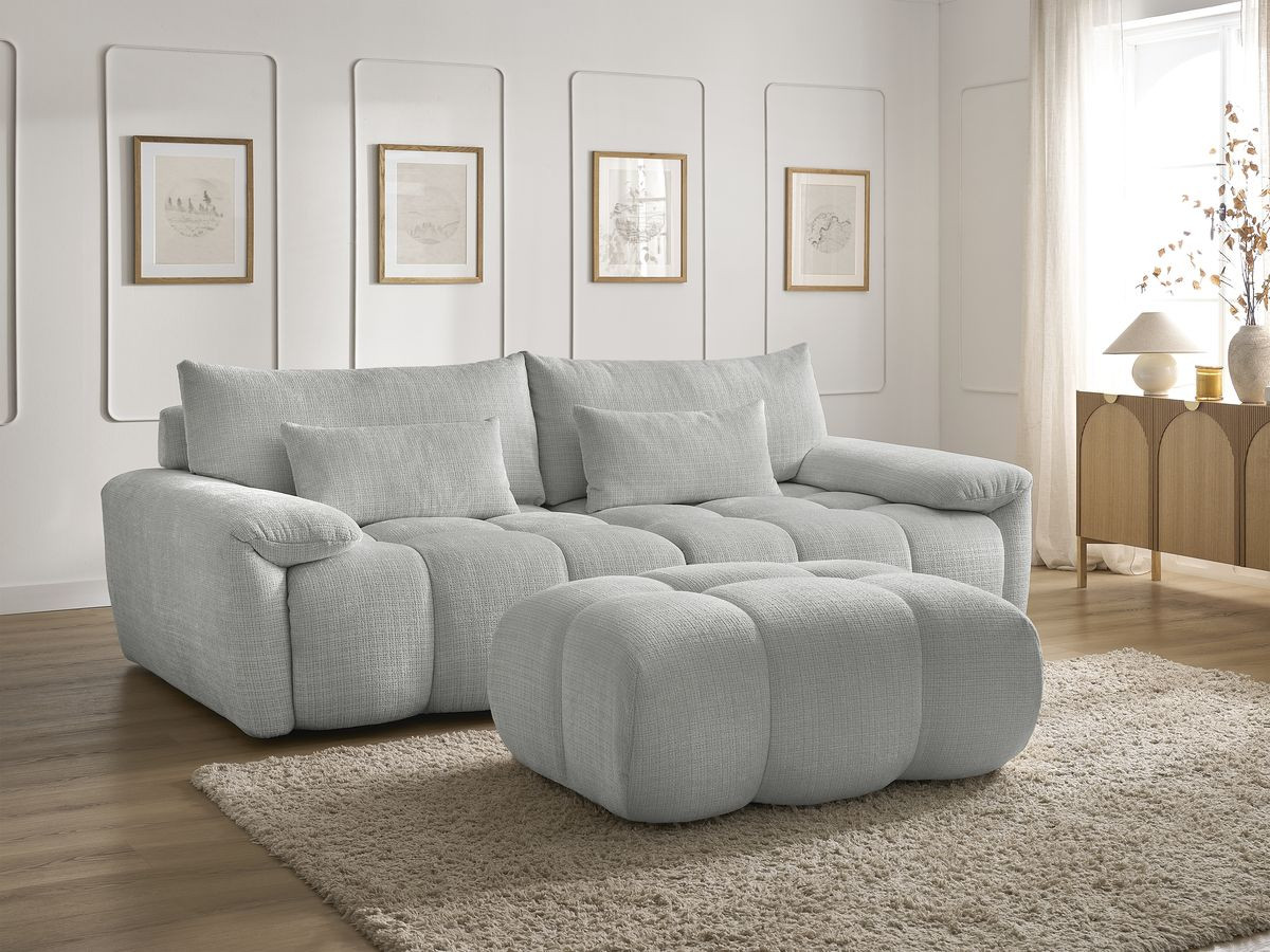Bobochic Ivane Sofa 4-Sitzer Strukturstoff Hellgrau