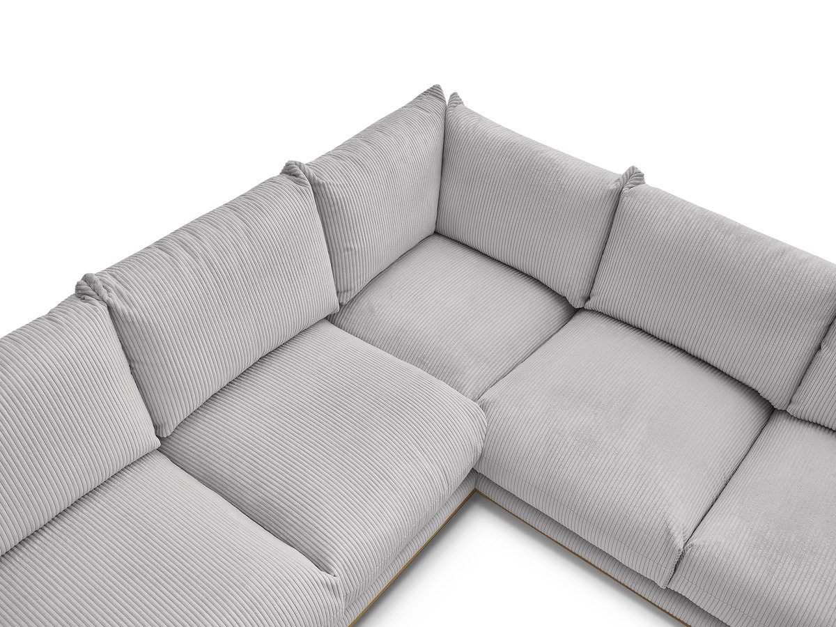 Bobochic Ernest Ecksofa mit Pouf Cordsamt Hellgrau