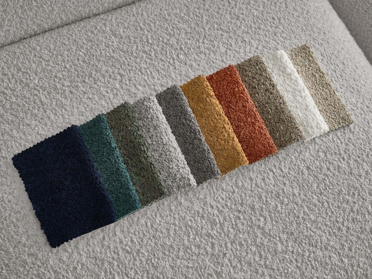 Bobochic Tina Sofa 2-Sitzer Bouclé-Stoff Hellgrau